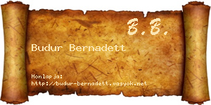 Budur Bernadett névjegykártya